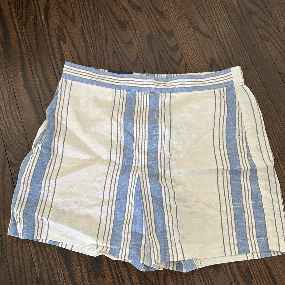 Banana Republic Blue and White Striped Linen Shorts